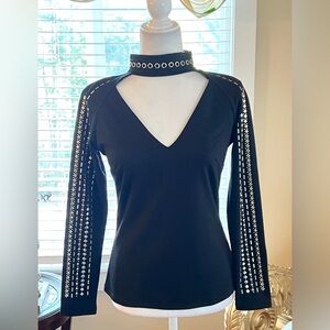 VENUS Black Long Sleeve Top with Choker